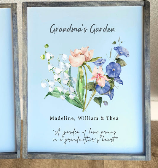 GARDEN OF LOVE Frame | personalized wood signs | farmhouse sign |  birth month flower frame | a mothers garden | grandmas garden | custom gifts
