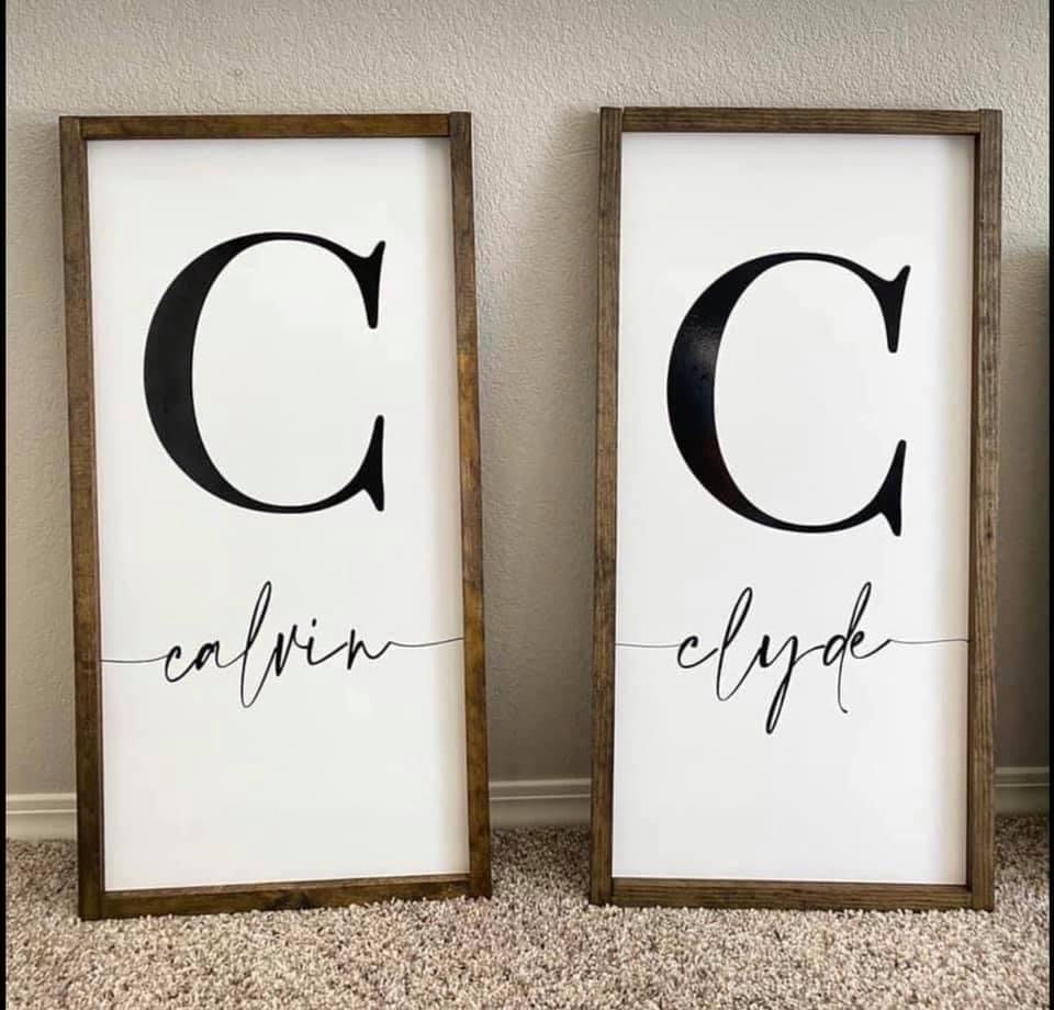 farmhouse frame sign | LETTER WITH NAME wood sign | farmhouse frame signs | personalized wood signs