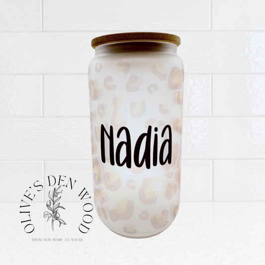 Glass Tumbler | PATTERN with name personalized tumblers with straw & lid |