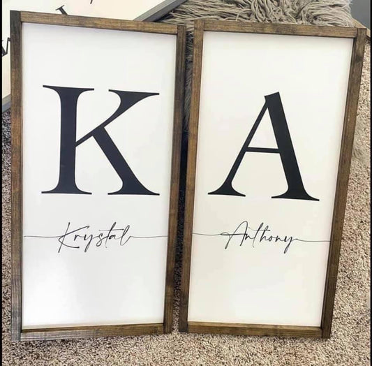 farmhouse frame sign | LETTER WITH NAME wood sign | farmhouse frame signs | personalized wood signs