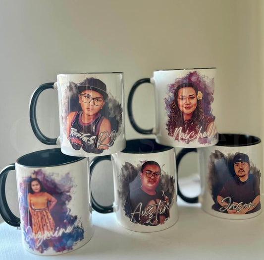 personalized mugs with photos and names | turn your photos into CARTOONS | upload your photo