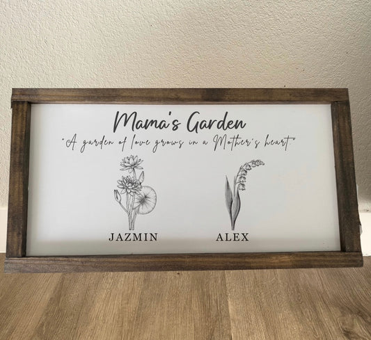 GARDEN OF LOVE Frame | personalized wood signs | birth month flower frame | farmhouse sign | a mothers garden | grandmas garden | custom gifts